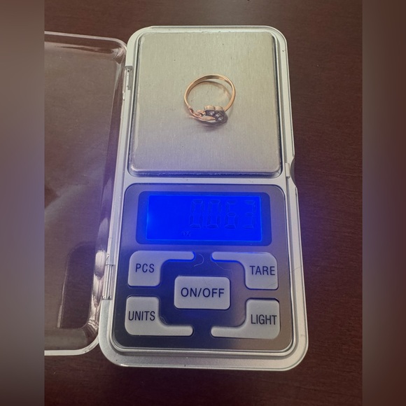 Stamped pink gold ring with diamonds - size 5 - Picture 10 of 10